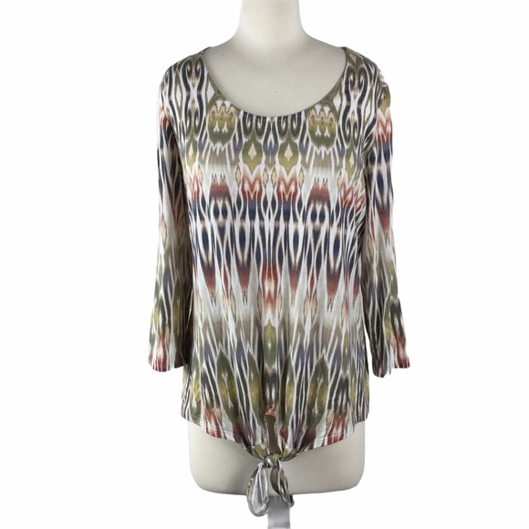 Chico's | Tops | Chicos Multicolor Top Tie In Front At Hem Sz | Poshmark